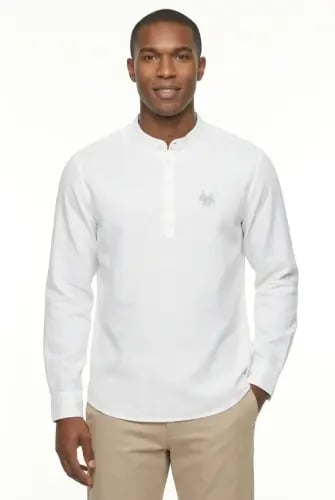 Men's white linen shirt, regular fit