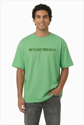 Men's green t-shirt, loose fit
