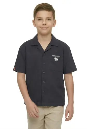 Boys' navy linen shirt, with a comfortable fit