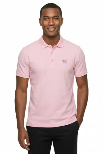 Men's pink polo shirt, regular fit