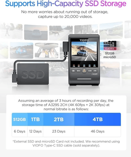 كاميرا سيارة داش كام VIOFO امامية بدقة 4K وخلفية ب...