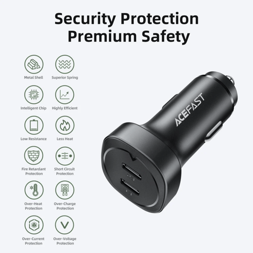 شاحن سيارة ا AceFast B2 بقوة 72 واط منفذين تايب سي...