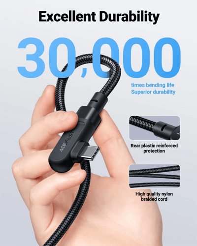 سلك AceFast تايب سي الى تايب سي بقوة 100 واط الومن...