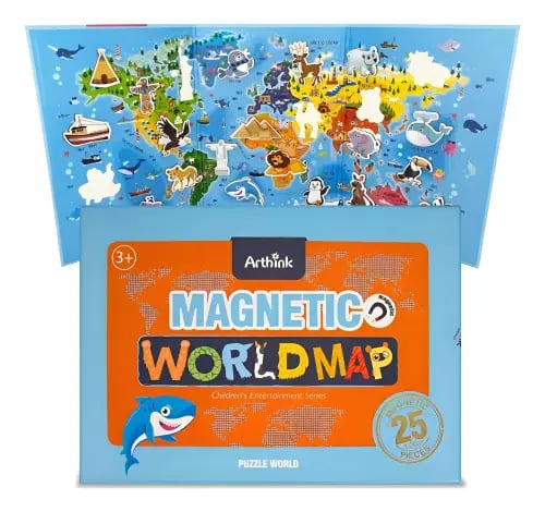 Magnetic world map for children