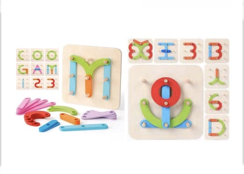 لعبة شرائح تكوين الحروف الخشبية للأطفال - لتنمية ا...