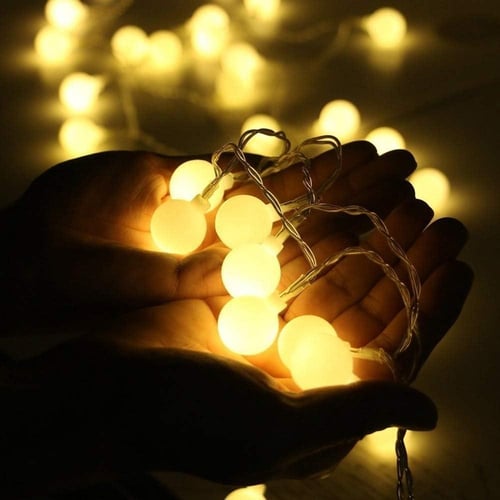 زينة مضيئة- 10 مترإضاءة كرات اللؤلؤ المضيئة (سلسلة...