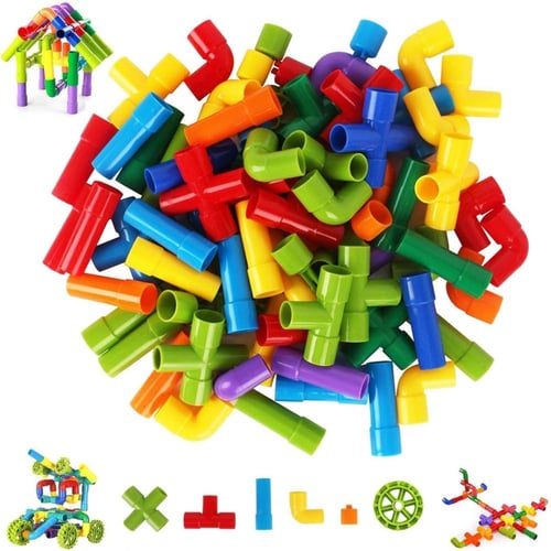 لعبة أنابيب البناء الملونة للأطفال بالوان وأشكال م...