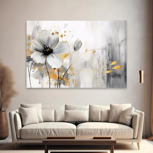 Wall art with rose design in an elegant panoramic style