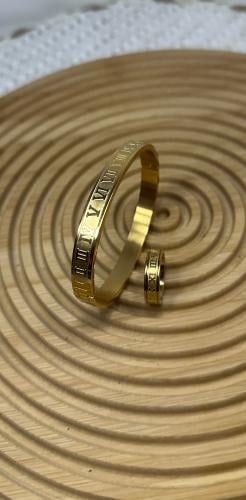 اسوارة وخاتم من الفضة المطلية بالذهب شبيهة لماركة...