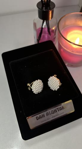 حلقان أذن لولبية بتصميم دائري بريق لؤلؤ أنيق للنسا...