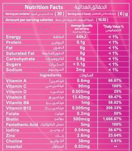 مذرنيست حلوى فيتامينات + بيوتين و زنك 60ح
