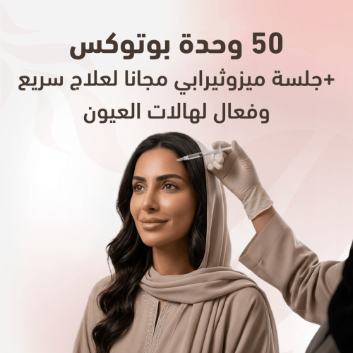 50وحدة بوتوكس+ جلسة ميزو ثيرابي مجانا لعلاج سريع و...