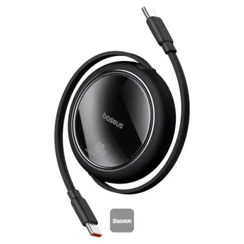 سلك قابل للسحب تايب سي جهتين 1 متر بقوة 100W اسود من Baseus