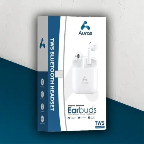 سماعة لاسلكية Earbuds بيضاء من Auras