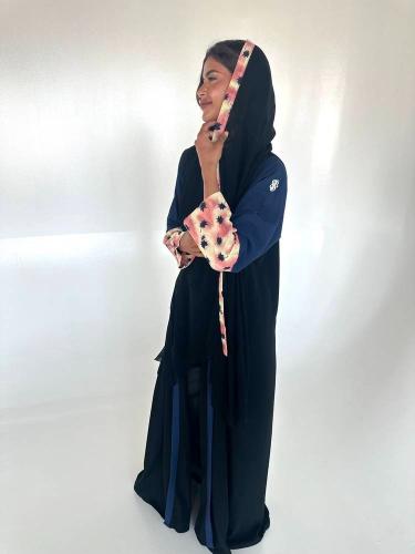 عباية كريب اسود بالوان صيفي N250