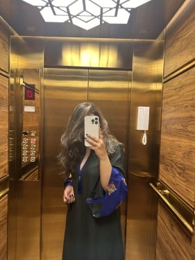 كتان كحلي مع اكمام كتان زرقاء