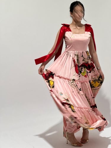 فستان حرير مشجر