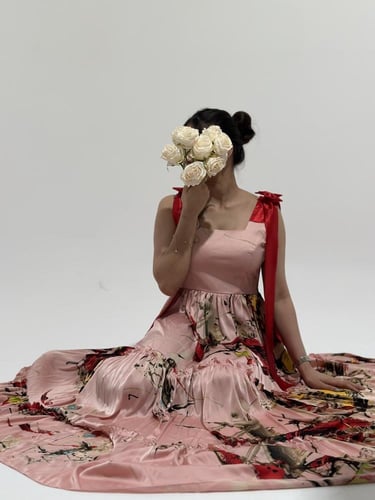 فستان حرير مشجر