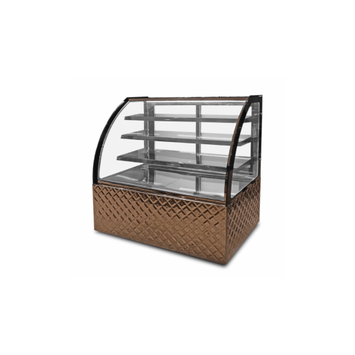 Display refrigerator for sweets with curved glass,...