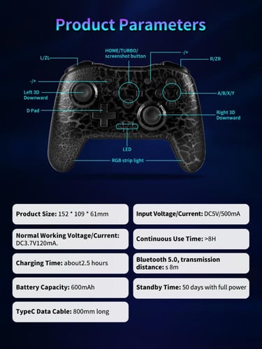 ذراع تحكم ألعاب لاسلكي RGB