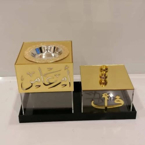 Golden color mirror incense burner set