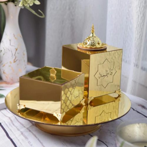Acrylic incense holder set with name, gold color