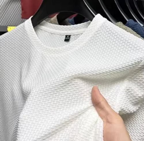 Men's Short Sleeve Mesh Bamboo Ice Silk T-shirt Ca...