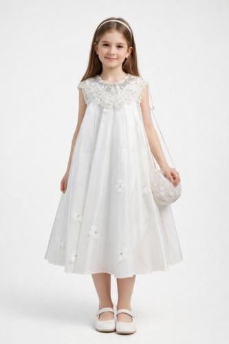 فستان الزهور ابيض فاخر