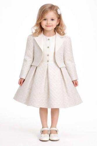 فستان بناتي فاخر مع جاكيت أنيق – طقم مناسبات بلون...