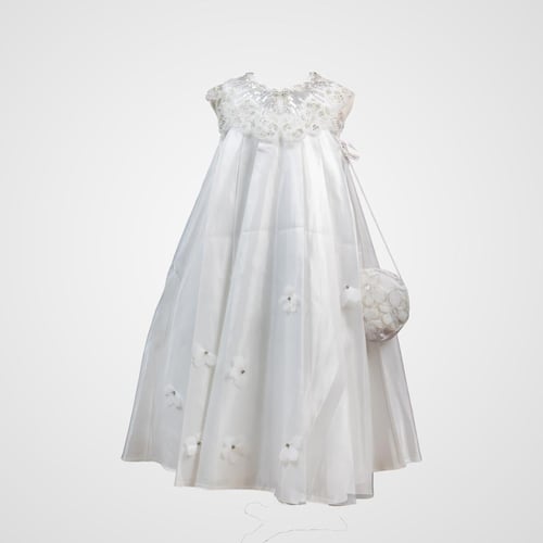 فستان الزهور ابيض فاخر