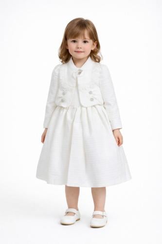 فستان ابيض مع جاكيت شتوي