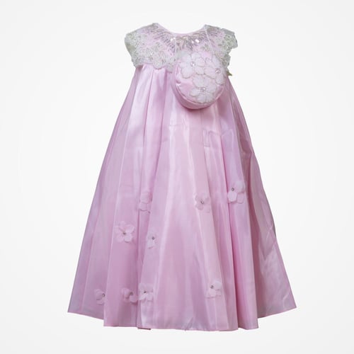 فستان الزهور وردي فاخر