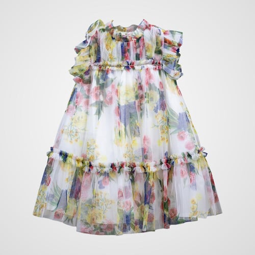 فستان فاخر وناعم مزين بالورود