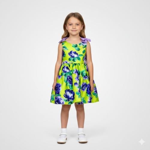 فستان لون اخضر تفاحي ساطع و مميز