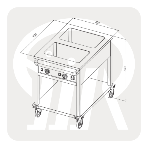 بين ماري متنقل 3 حوض GN بعجلات