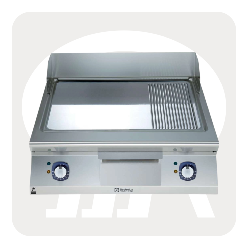 سطح قلي كهربائي كروم مصقول أملس + مضلع مائل 800 مم