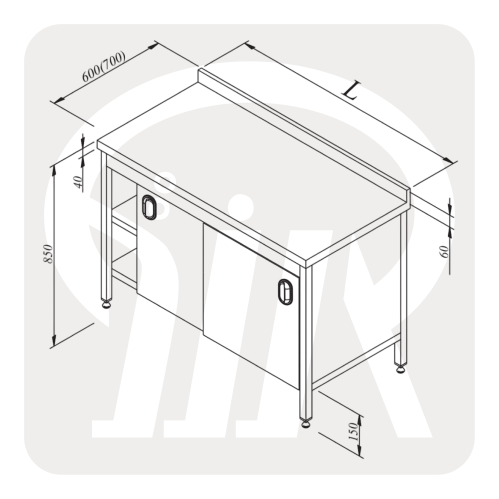 طاولة عمل مع خزانة ورف