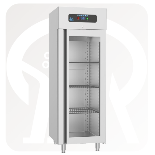 مع ثلاجة عمودية بباب زجاجي واحد