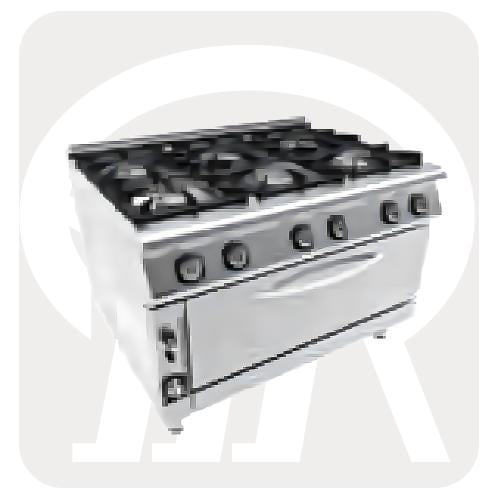 موقد غاز 6 شعلات مع فرن واسع