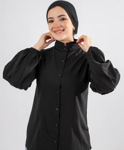 شميز ياقه بليسيه وكم منفوش