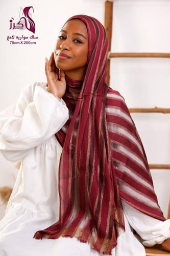 طرح كويتي شاش خطوط ذهبي