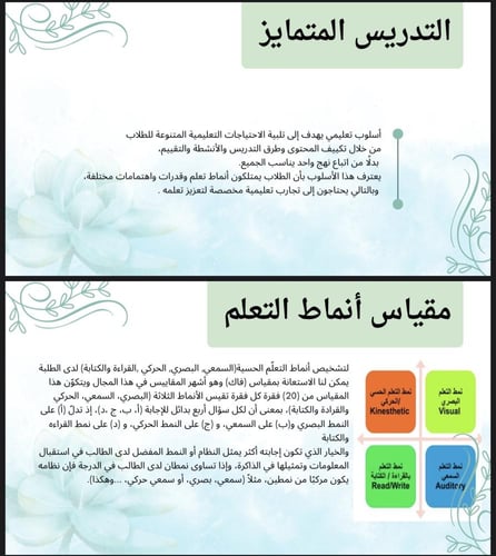 ورشة عمل ( تصنيف انماط التعلم )