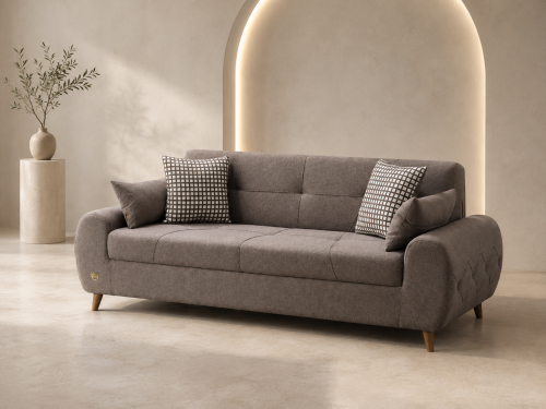 كنبة سرير كتان (Sofa Bed) - بورصة - بني