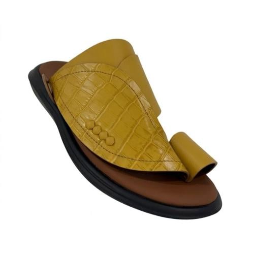 نعال طبي جلد مع تمساح لون عسلي ارتفاع 3سم8080125
