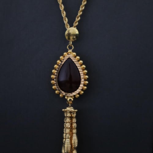 سلسال سبحة حجر عقيق كبدي