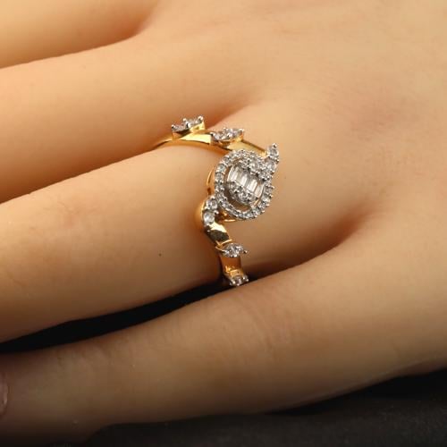 خاتم ذهب تطبيق الماس مقاس 14