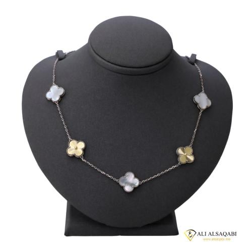 عقد فان كليف ميكس أبيض ذهبي