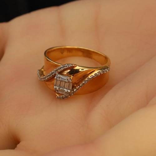 خاتم ذهب تطبيق الماس مقاس 14