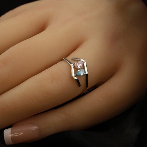 خاتم أبيض تطبيق الماس مديل راقي