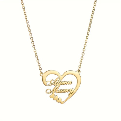 قلادة ذهب اسمين شكل قلب